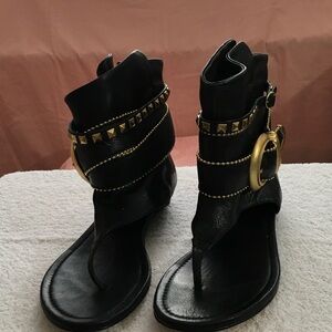 Dolce Vita Black and Gold Studded Sandals